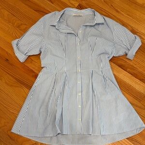 Abercrombie & Fitch Light Blue and White Striped Shirt Dress